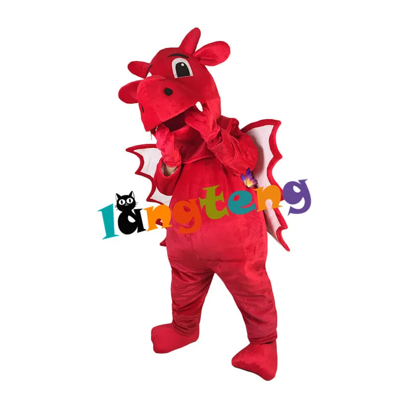 Costumes de mascotte976 costume de mascotte de monstre de dragon de dinosaure rouge Costume de personnage de dessin animé