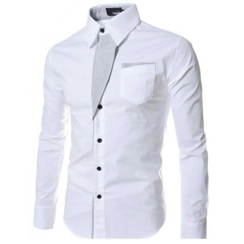 Fashion Men Casual Shirts Plus Size 3XL Spring Autumn Slim Fit Long Sleeve Man Male White Tops Men's Clothing 210721