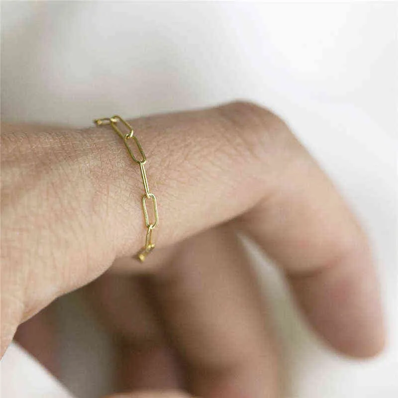 14K oro riempito anelli a catena di minimalismo mini-knuckle gioielli anilos mujer bague femme boho aneis le donne 211217