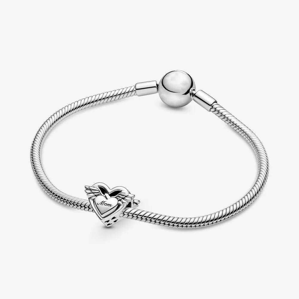 100% 925 Sterling Zilveren Engelenvleugels Mom Charm Fit Originele Europese Charms Armband Mode-sieraden Accessories279i