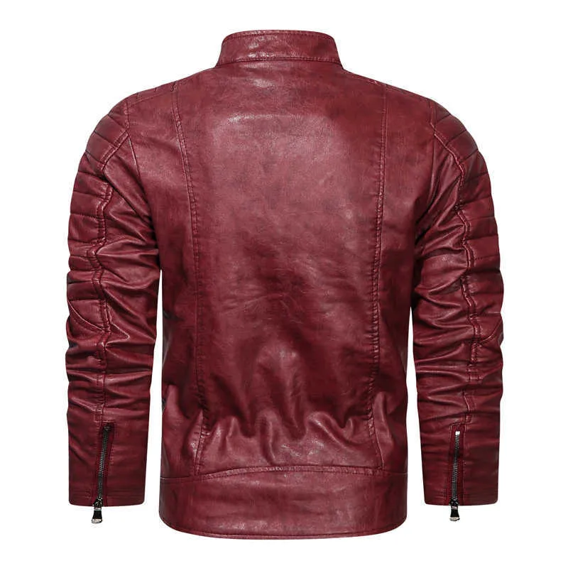 Giacche in pelle autunno Mens Biker PU Jacket Winter Casual Retro Cappotti Uomo Classic Motorcycle Outwear Abbigliamento 4XL 211009