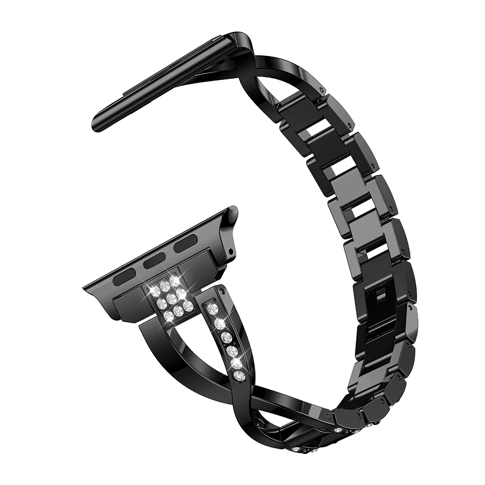 Cinturino alla moda ragazze/donne con diamanti Apple Watch Band Series Ultra 8/7/6/5 Bracciale in acciaio modello X iWatch 49mm 45mm 41mm 40mm 44mm 38/42mm