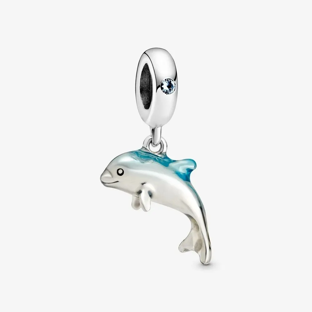 Sommar Ny S925 Sterling Silver Pärlor 11 Typer Ocean Narwhal Charms Fit Original Pan's Armband Kvinnor DIY Smycken