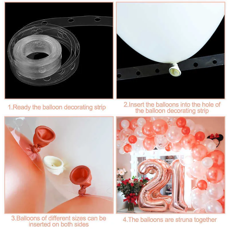 or rose ballon arc guirlande kit ballons de confettis en latex pour mariage nuptiale décorations de fête d'anniversaire bébé douche fille 210719