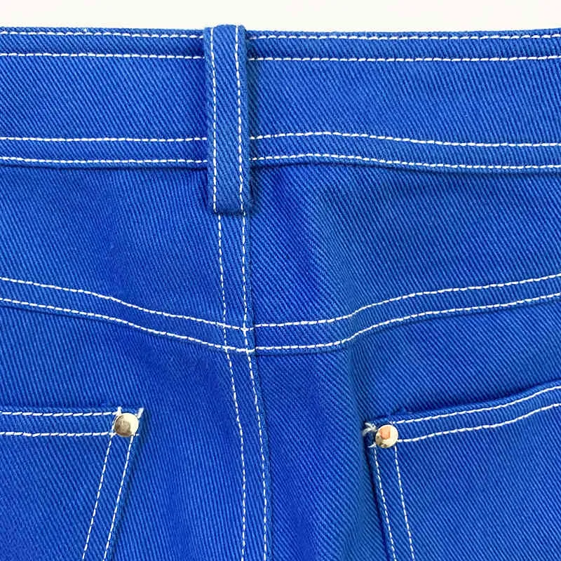 High Street EST Designer Jeans Womens Top Stitching Contrast Denim Pencil Pants 210521