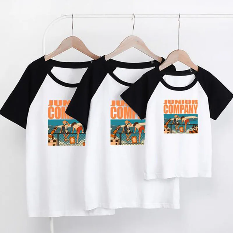 Letnia rodzina wygląd pasujące stroje T-shirt ubrania matka ojciec syn córka dzieci dziecko list druk 210521