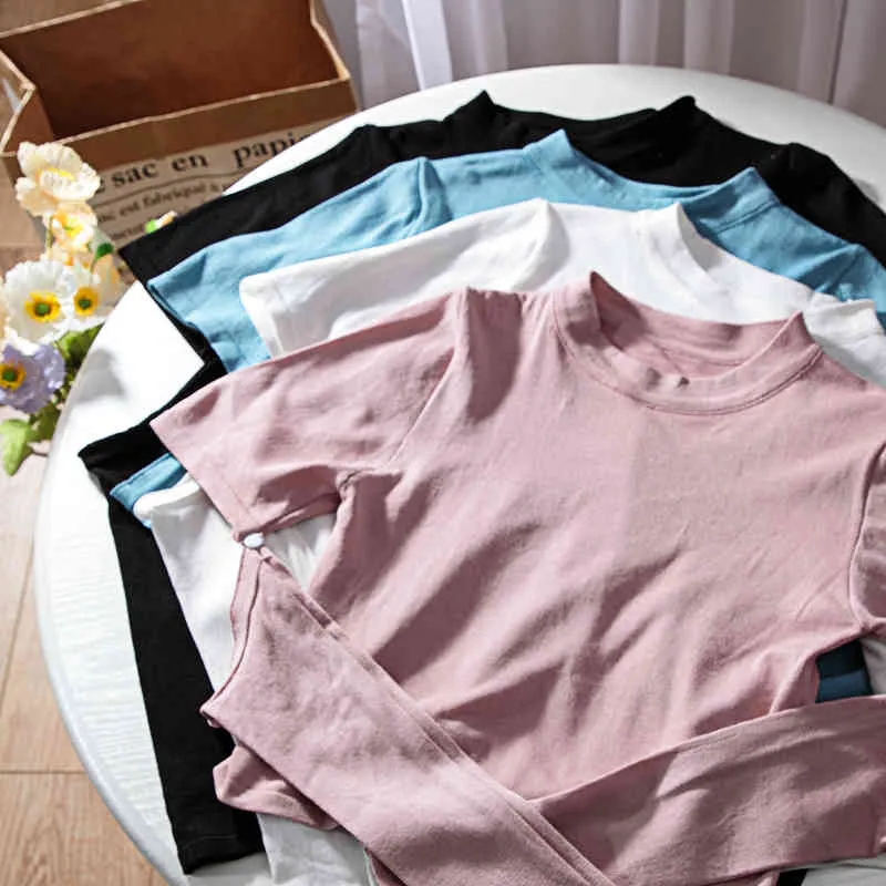 Kimutomo Abito femminile T-shirt coreana rimovibile a maniche lunghe e Solid Chic Sling Set due pezzi Moda estiva donna 210521