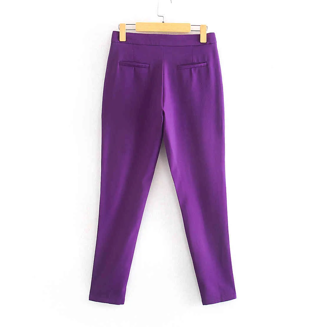Pantalon décontracté violet femmes printemps vintage travail femme crayon bureau dames costume pantalon 210430