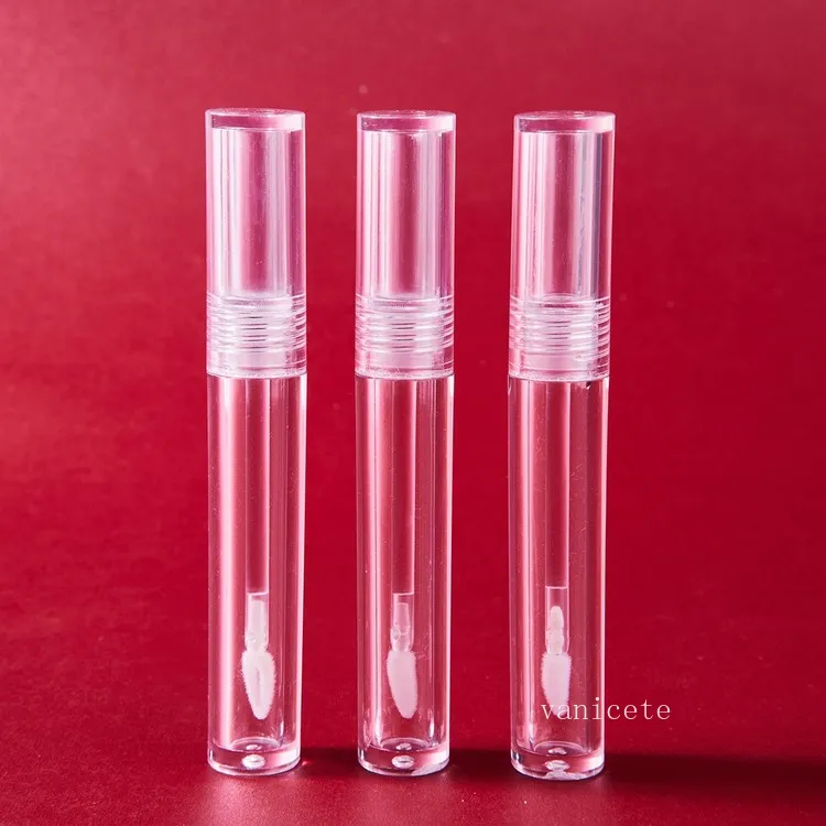 Förpackning Flaskor Lip Gloss Tube Tom 5 ml LipGloss Tubes Runda Transparenta läppar Glansrör med Wand Clear T2I52808