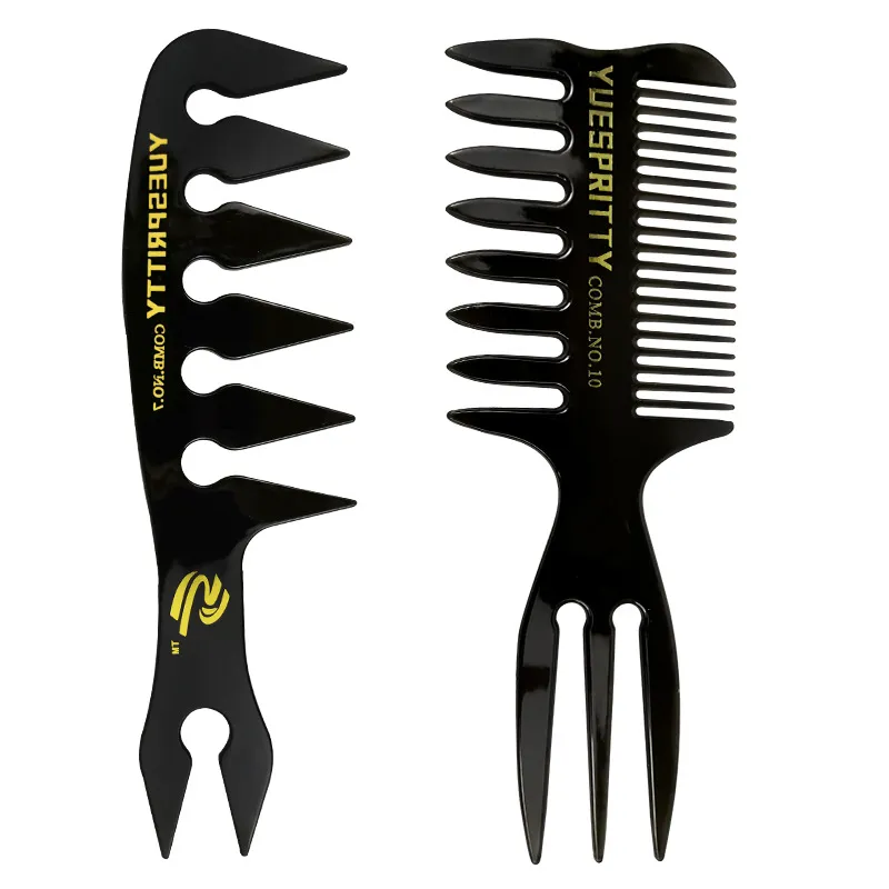 Rétro large dents brosse à cheveux fourchette peigne hommes barbe coiffure brosse salon de coiffure outil de coiffure accessoire de salon Afro coiffure DHL1682142