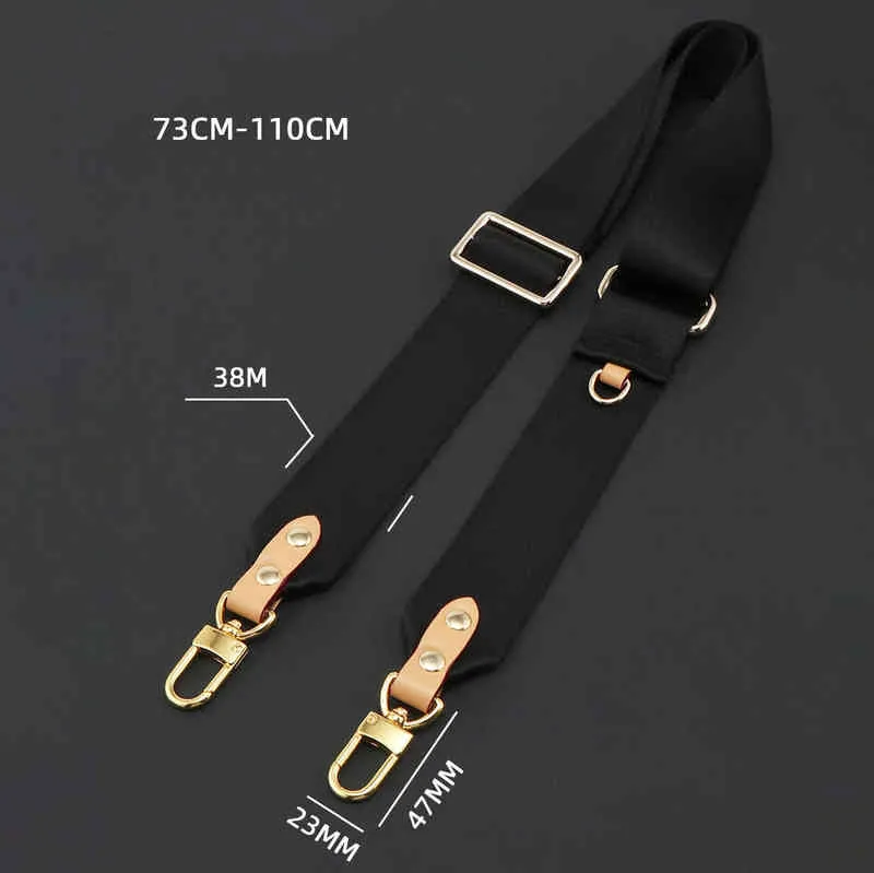 Large wide strap canvas nylon strap luxury designer shoulder bag belt replacement with genuine leather handbag parts accessory 211287l