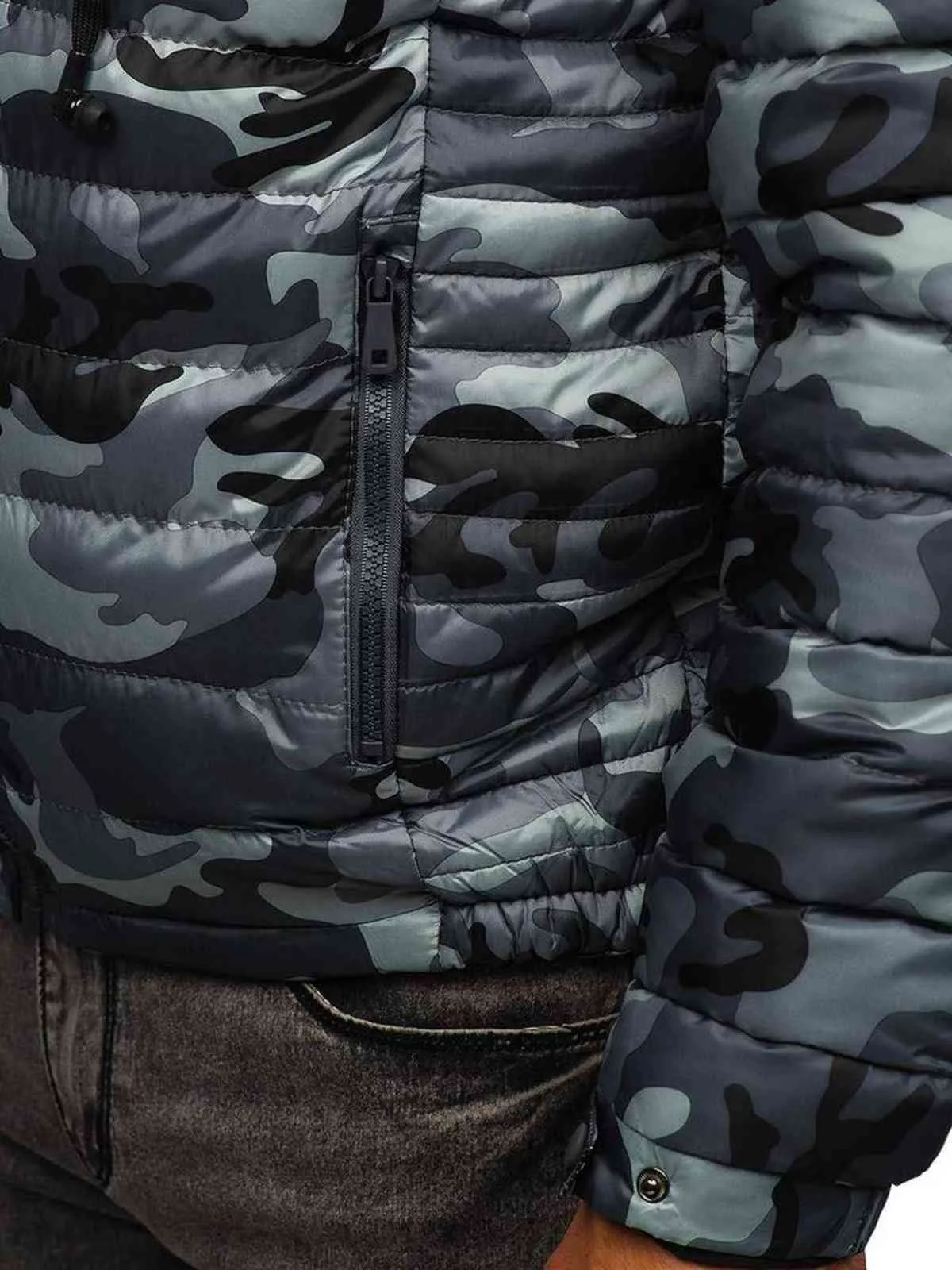 Zogaa elegante camuflagem camuflagem zíper com capuz jaqueta de algodão quente 211104