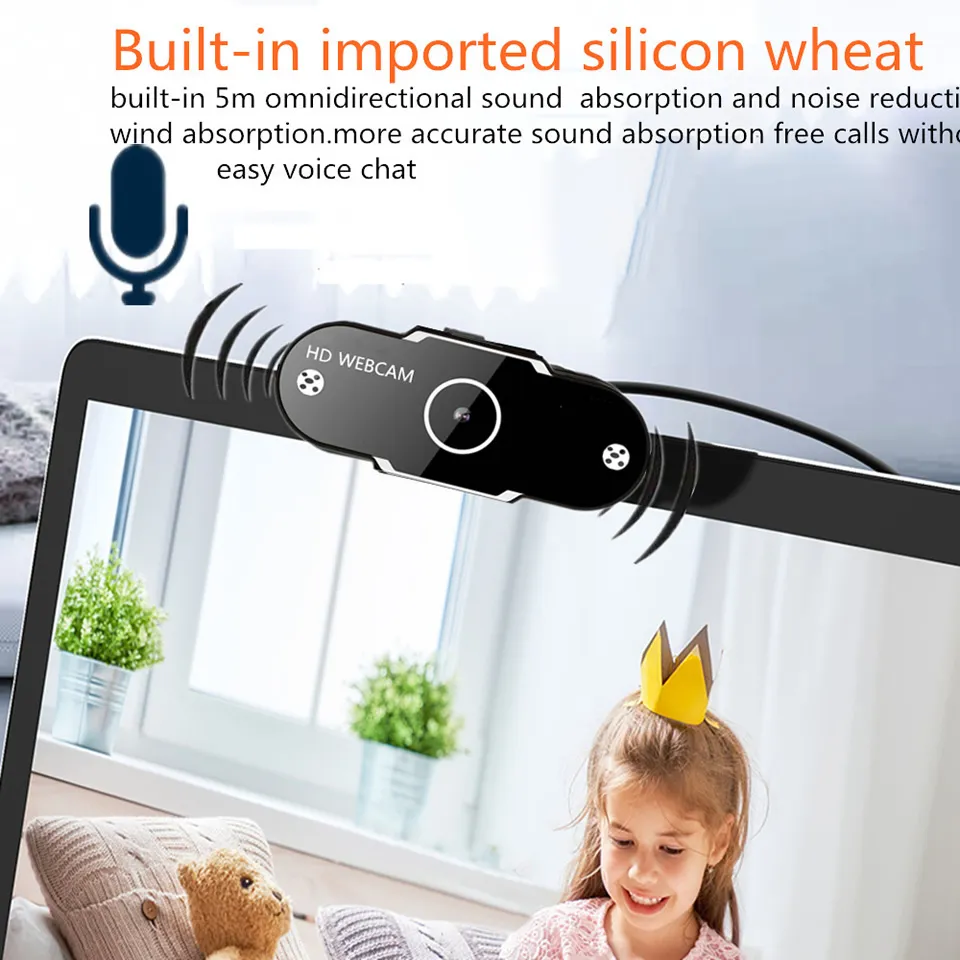 Full HD 1080P cam Computer Camera with Microphone Live Broadcast Video Calling Conference Workcamara Web para PC