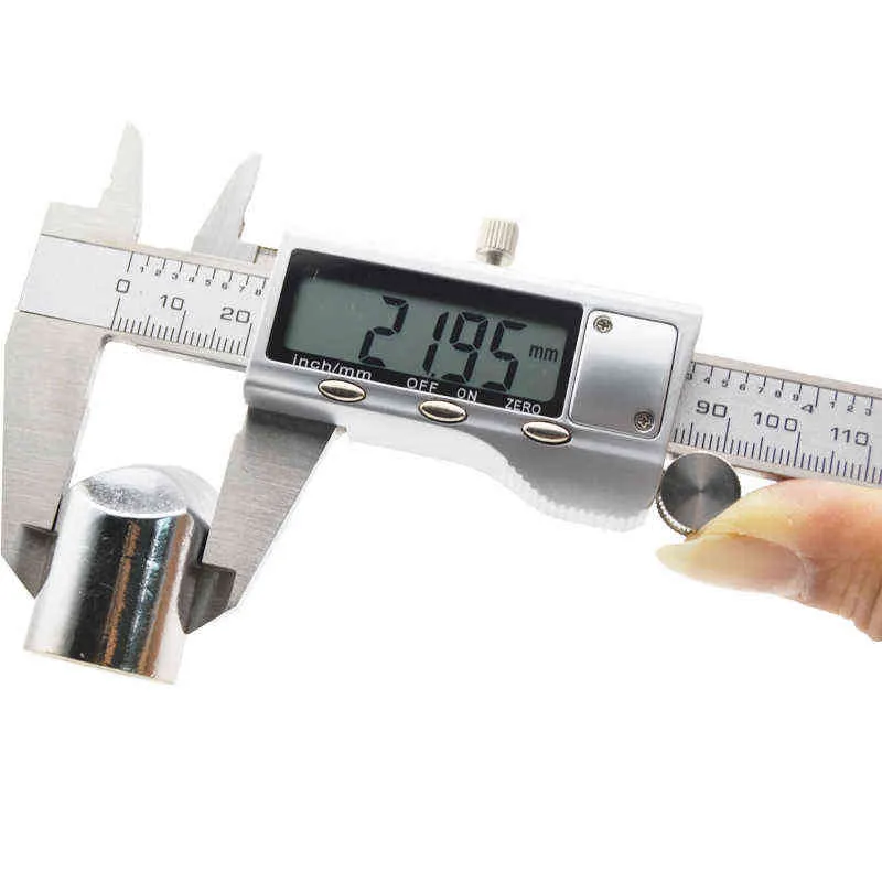 Digital Vernier Caliper 6 pollici in acciaio inossidabile elettronico 150mm Strumenti di misurazione in metallo Micrometro Calibro 210810