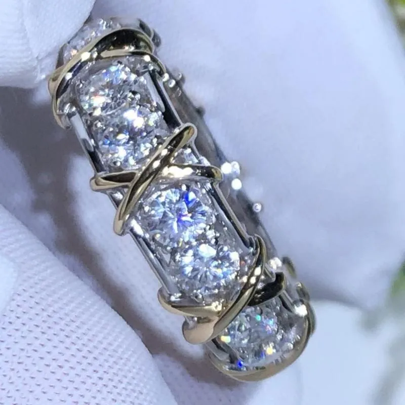 Кольца кластера, очаровательное кольцо из 10-каратного золота, 4 мм, с лабораторным бриллиантом, стерлинговое серебро 925 пробы, ювелирные изделия, обручальное кольцо для женщин и мужчин, аксессуары для вечеринок244r