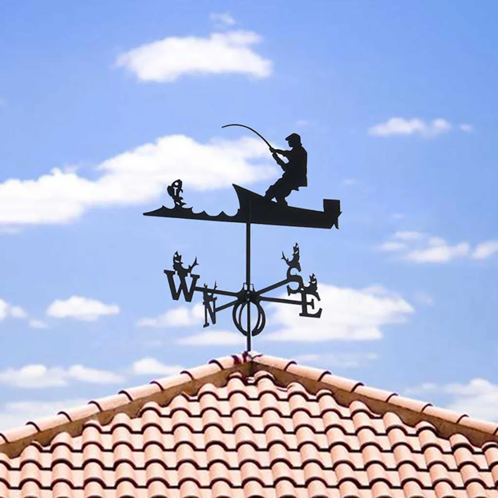 Edelstahl -Weathervane -Dachhalterung Wetter Vane Garten Scheunen Szenen -Pfahl für Haushaltsvorräte Dekor H09276275642