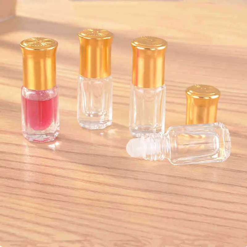 30/50 pièces 3 ml verre huile essentielle bouteilles de voyage vide rouleau sur bouteille de parfum rechargeable conteneurs à billes