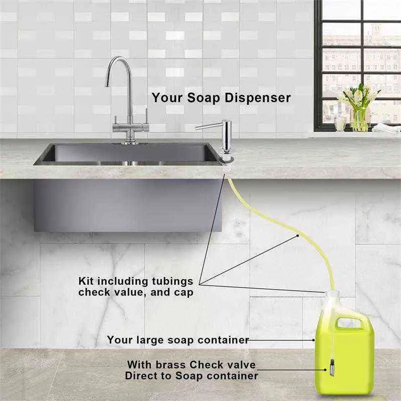 Samodra латунный диспенсер для мыла, комплект удлинительной трубки для кухонных принадлежностей, металлические встроенные дозаторы для ванной комнаты, жидкие моющие средства 211206