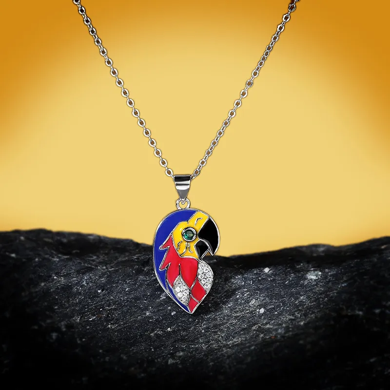 Cizeva kreativ emalj söt härlig papegoja hängsmycke halsband damer 925 silver böhmen trendig charm tröja halsliga dam smycken