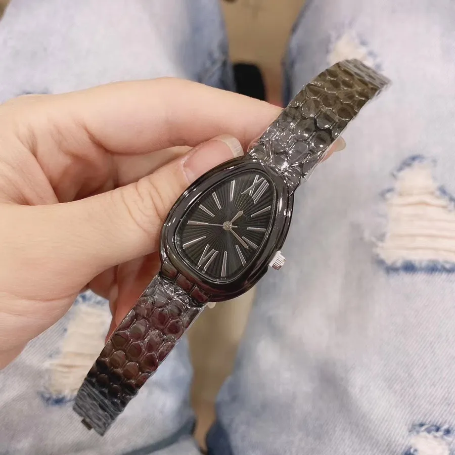 Marka zegarek dla dziewcząt węża w stylu węża stalowa metalowa zespół kwarcowy luksusowy zegarek na rękę BV09207p