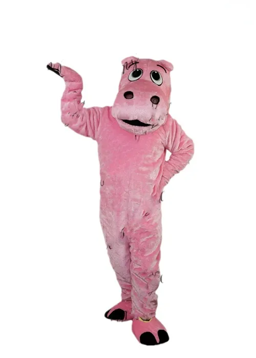 Costumes de mascotte Halloween dessin animé rose hippopotame mascotte Costume dessin animé robe de soirée noël