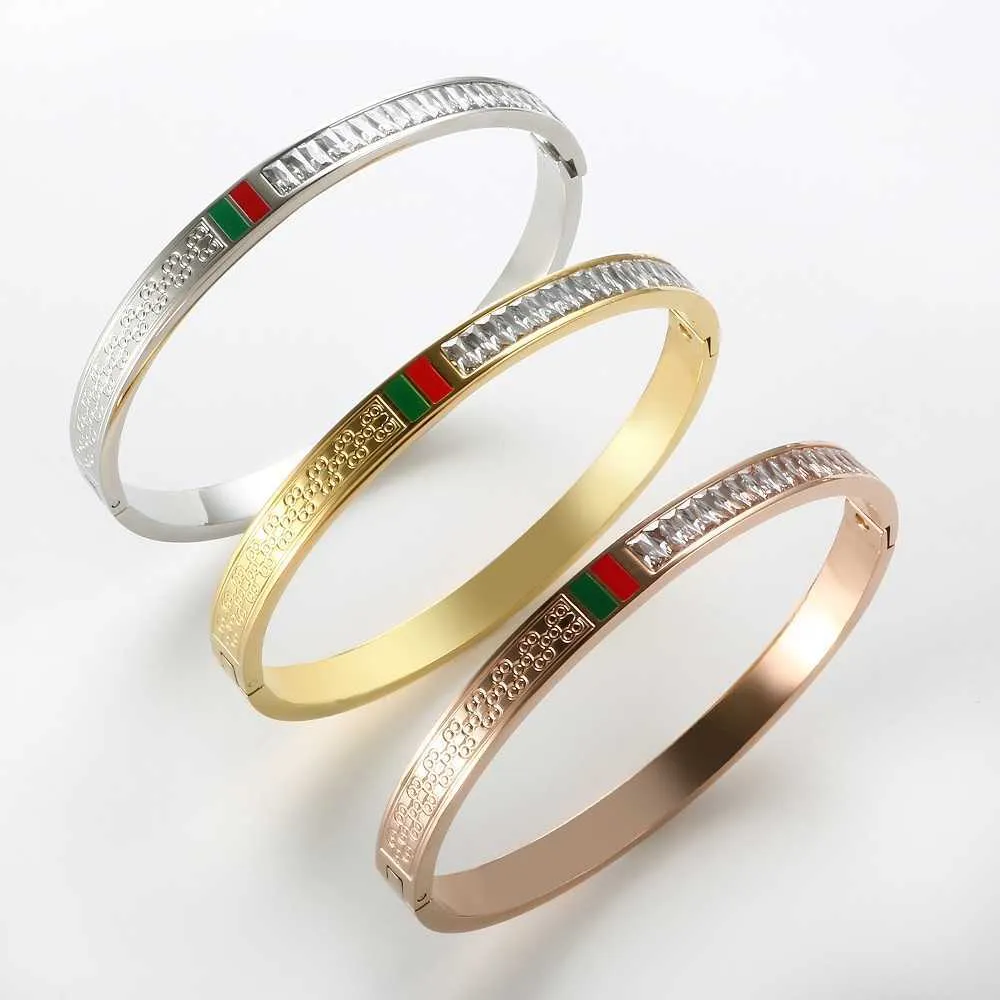 Nova moda esmalte com pulseiras quadradas de strass mulheres homens famosos marcas de aço inoxidável punhos pulgles jóias de luxo q0717