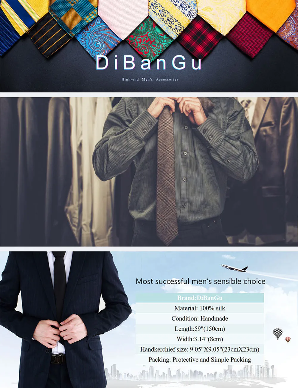 공식 S 비즈니스 스트라이프 블루 남성 목 손수건 넥타이 클립 세트 웨딩 파티 Gravatas 셔츠 드레스 액세서리 액세서리 Dibangu
