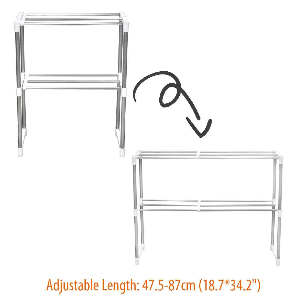 Réglable en acier four à micro-ondes étagère détachable support cuisine vaisselle étagères maison salle de bain stockage support étagère 210705