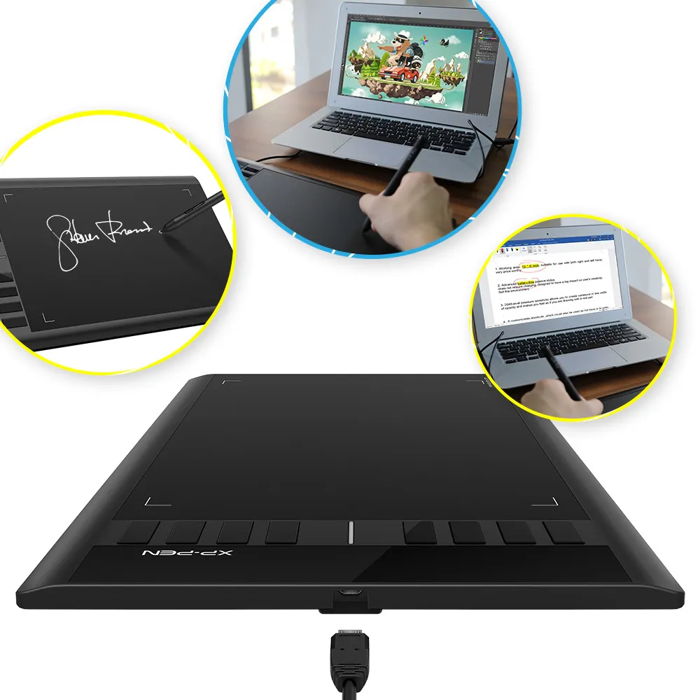 XP-Pen Star03 V2 Drawing Tablet Digital Graphics 10x6 inch beginner with 8 express keys and Batter- P01 stylus