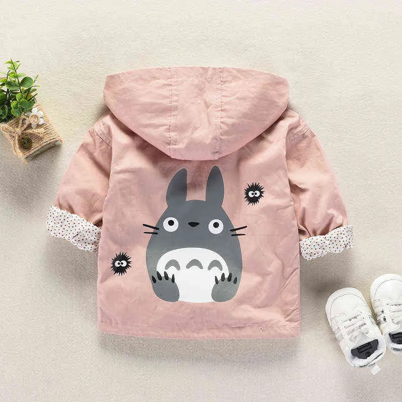 Cappotti neonate Cartoon Totoro Felpe con cappuccio Giacca bambini in autunno Felpa Bella giacca a vento Capispalla bambini 211204