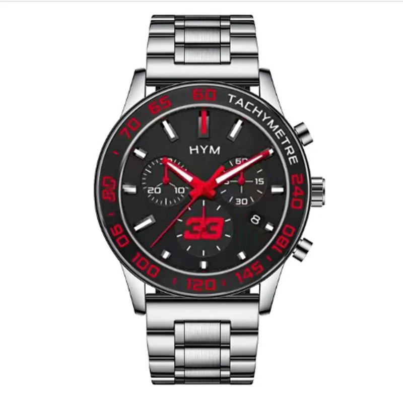 2022 Nouveau sport décontracté en acier inoxydable mode montre à quartz 33 montres pour hommes haut de gamme horloge de course de luxe lumineux Relogio Masculino188a
