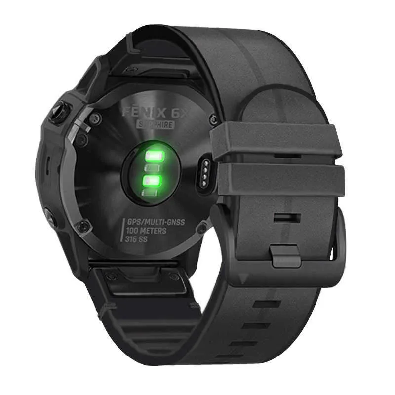 22 26mm QuickFit Saat Kayışı Garmin Fenix ​​6 için 6x Pro 5X 5 Artı 3HR 935 945 S60 Hakiki Deri Bant Silikon İzle Bileklik H0915