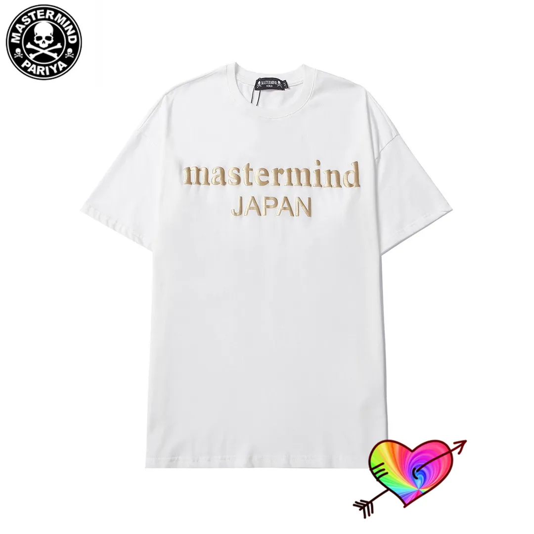 Przypadkowy drukowany z krótkim rękawem T-shirt żółty logo Mastermind World Mężczyźni Kobiety Wysokiej Jakości Back Skulls Tee Topy