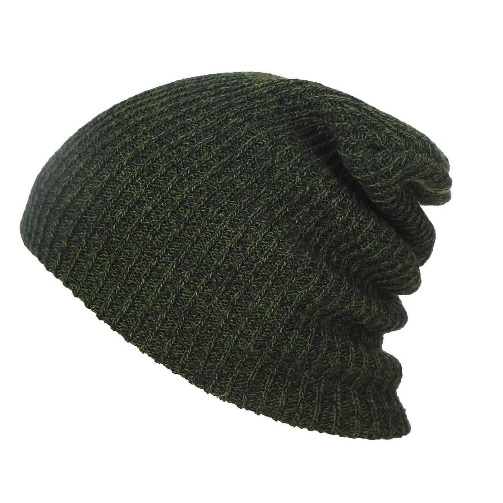 Unisex stickning hatt avslappnad män vinter varm baggy beanie solid färg kvinnor vanlig mjuk skid slouchy cap y21111