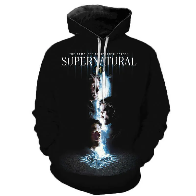 Arrivée Supernatural 3D Sweats À Capuche Horreur TV Drame Pull Décontracté Hommes Femmes Mode Streetwear Harajuku Hoodies 211018