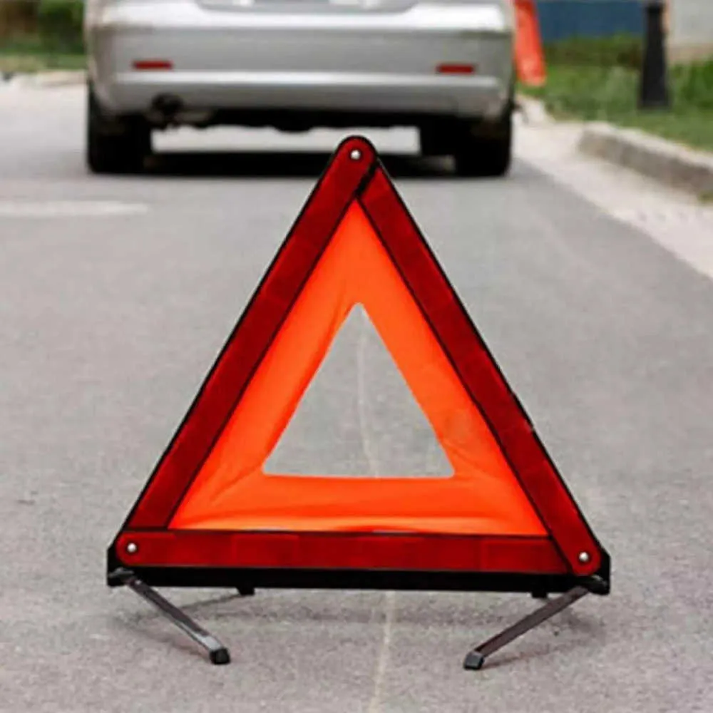 Foldbara biltillbehör Bil Triangel Reflective Strip Car Stop Sign Tripode Road Flasher Triangle Emergency Warning Sign3416029