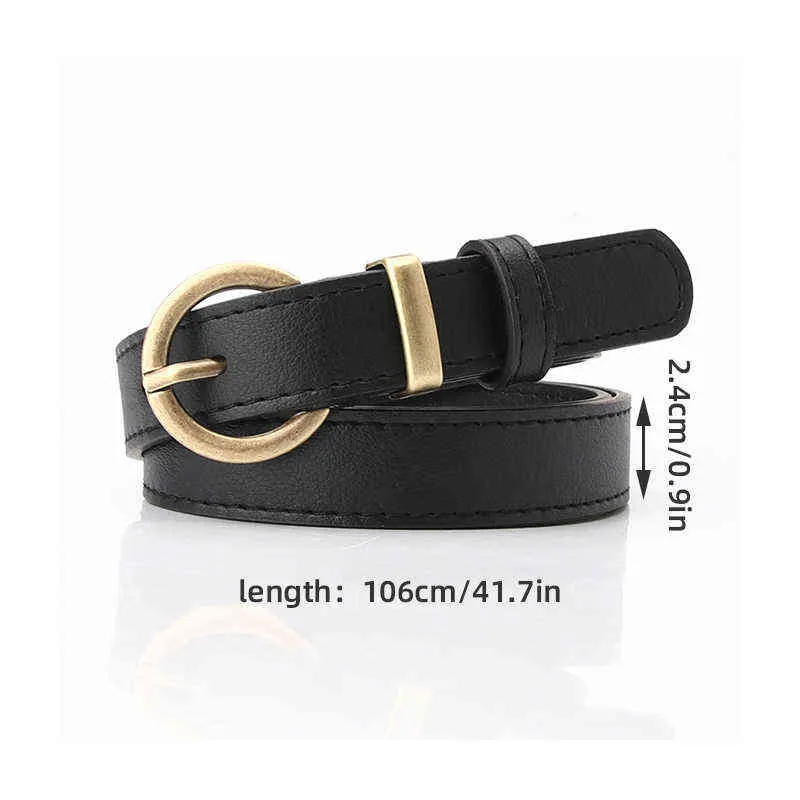 Cintura sottile da donna Cintura nera in pelle PU con fibbia in oro Cinture jeans da donna Cinturino da donna Cinturini da polso moda femminile G220301