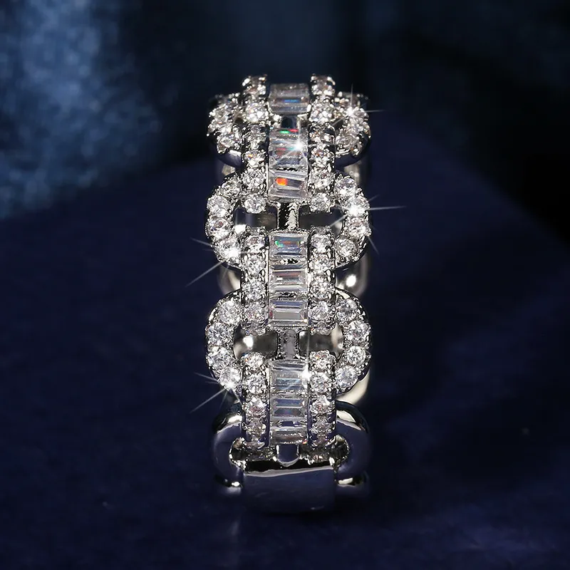 Sparkling Vintage 925 Sterling Silver CZ Diamond Promise Women Engagement Wedding Bridal Ring Gift2717
