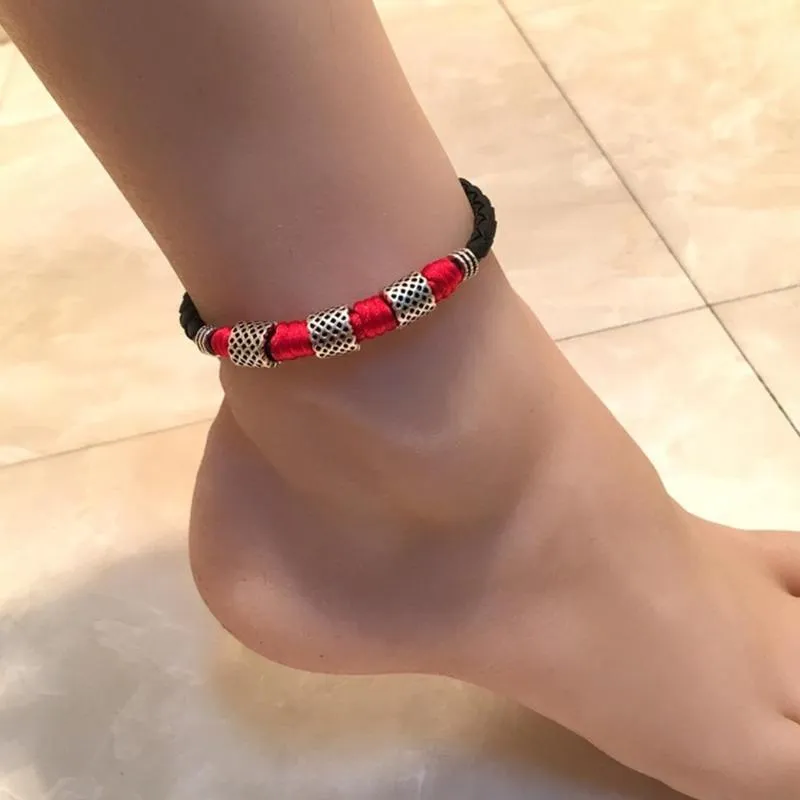 Anklets Women Men Beach Leather Beads Rope Rope Cuff Cuff Anklet Bracelet Jewelry Barefoot Assories256y