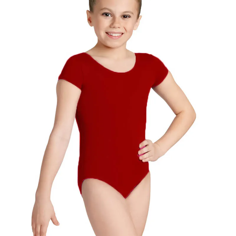 Małe dziewczynki z krótkim rękawem stroje taneczne trykot elastan artystyczne topy gimnastyczne dla dzieci ubrania do tańca balet body rozciągliwe dla D346P