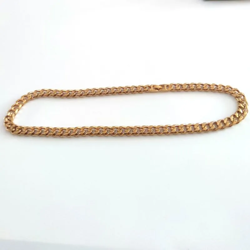 Chains Real 14k Fine Solid Gold GF Double Curved Cuban Chain Necklace Men 24 Custom 10mm Width Thickness Heavy 118G337a