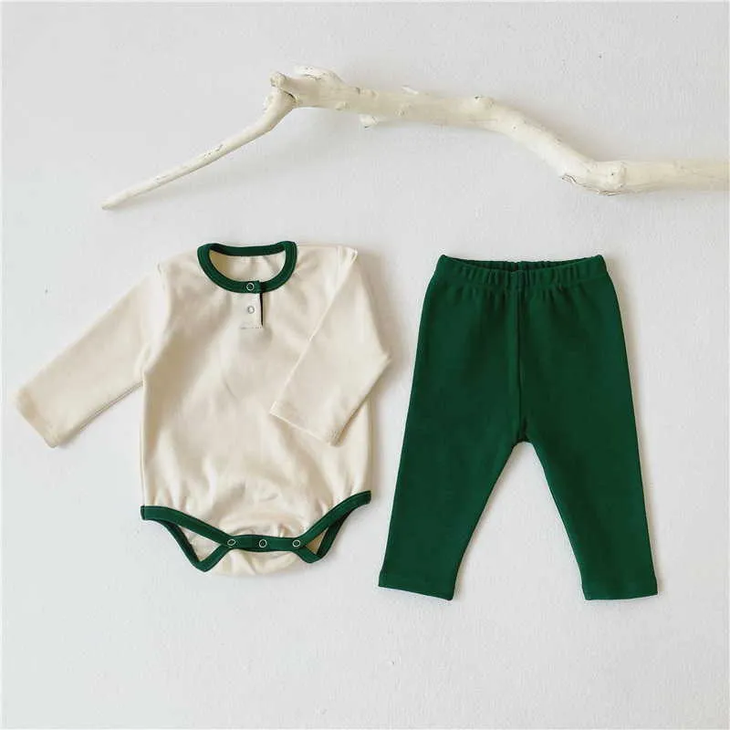 Printemps bébé pyjamas manches longues coton body + pantalons longs homewear fille garçon tenues E2509 210610