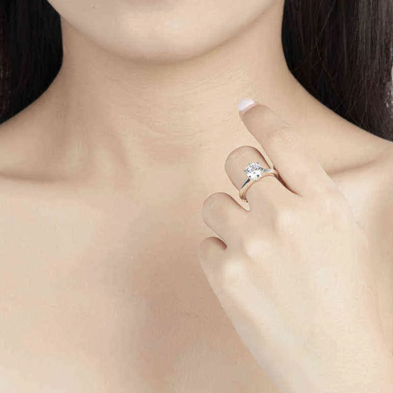 オバススパークリング2カラット女性のための本物の結婚指輪18kホワイトゴールドカラー100 925スターリングシルバーファインジュエリーギフト2201213046083