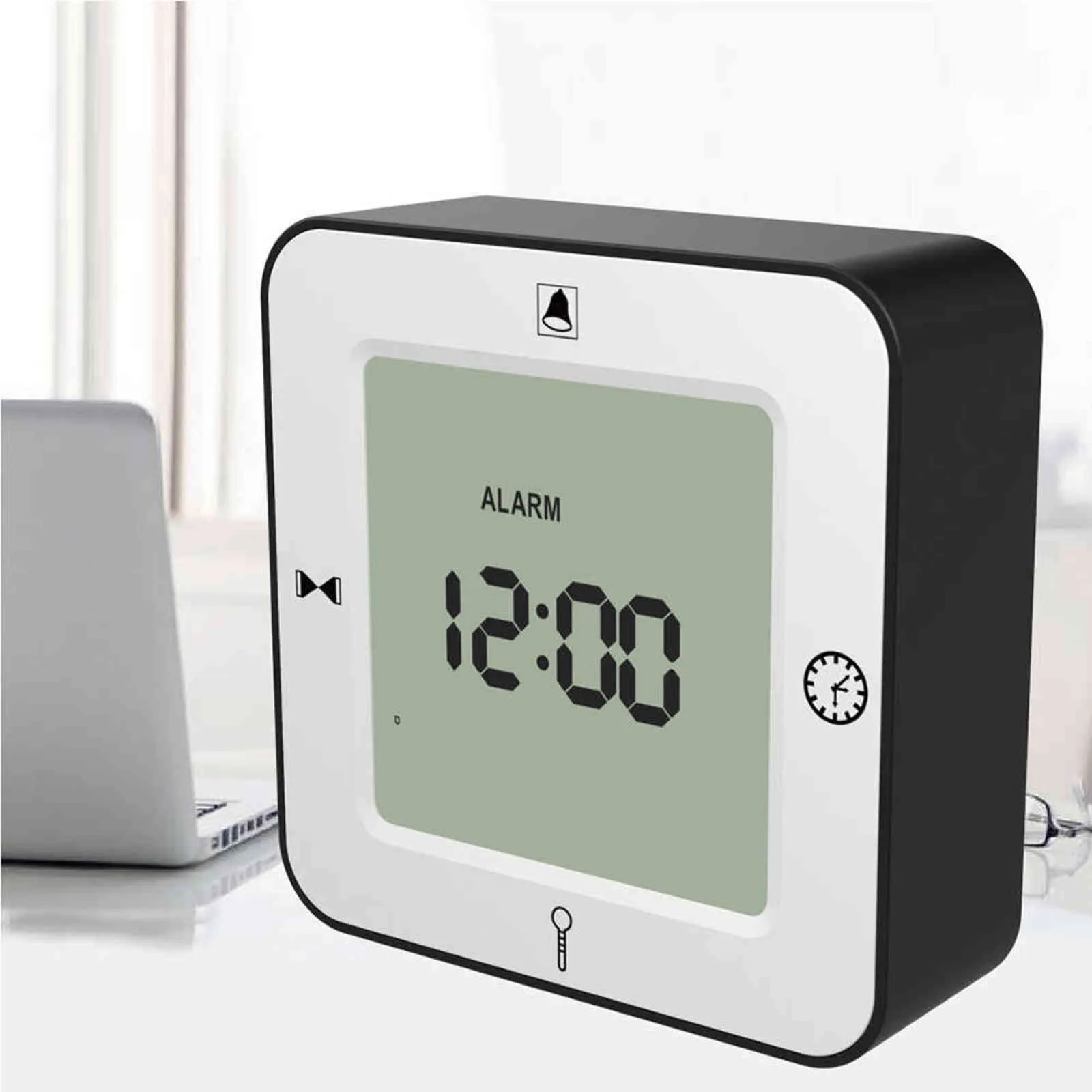 Sveglia elettronica da tavolo LCD Cube digitale con calendario Termometro Conto alla rovescia Timer da comodino Funzionamento a batteria la casa 211112