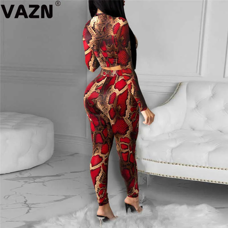 Vazn 2020 Nuovo arrivo plus size club sexy retrò morbido elastico a manicotto completo pantaloni lunghi pantaloni lunghi donne slim 2 pezzi set y0625