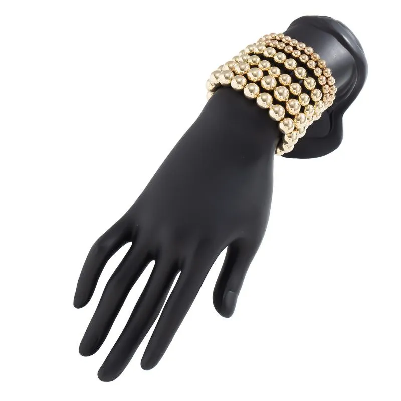 Set 6MM 8MM 10MM Gold Farbe Perlen Armband Für Frauen Trendy Aussage Große Runde Perlen handgemachte Armband Mode Schmuck Bead261F