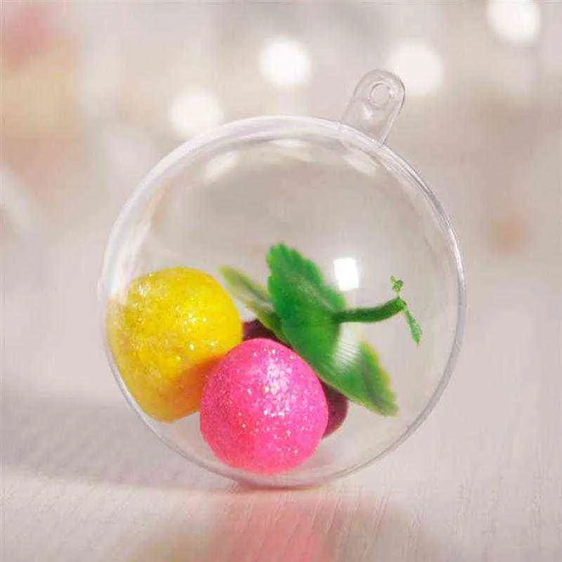 Transparent Plastic Ball Fill-able Hollow Sphere Snap-On Ball Xmas Hanging Ornament Party Wedding Decor Y1126