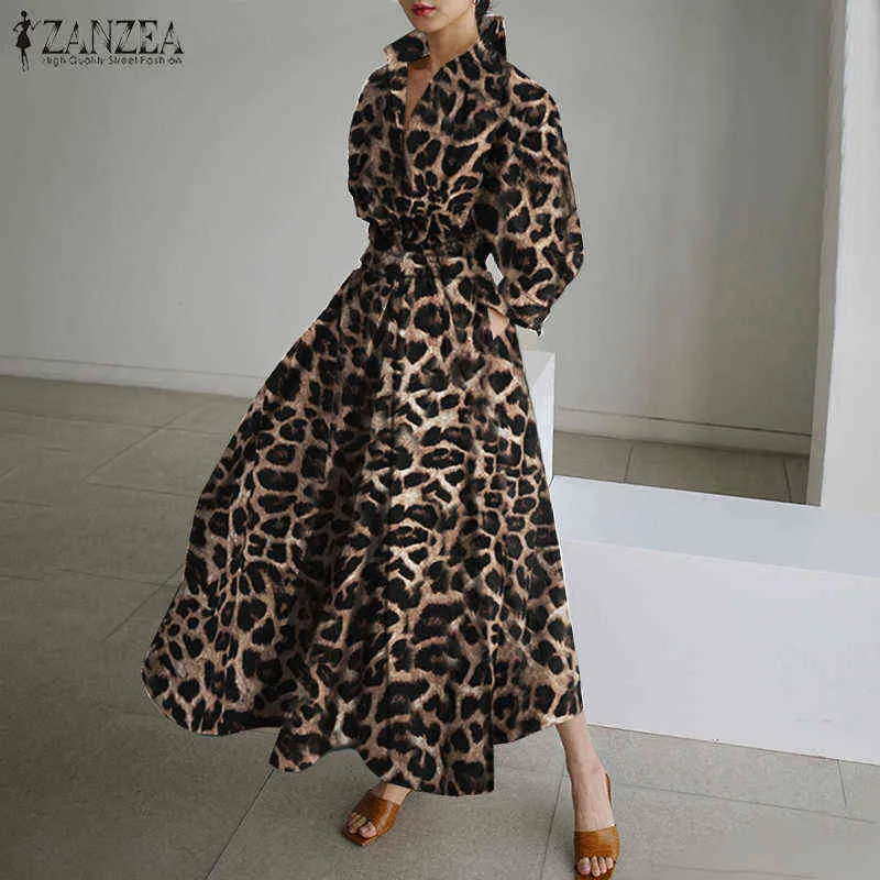 Frauen Herbst Sommerkleid ZANZEA 2021 Elegantes Hemd Kleid Solide Langarm Maxi Vestidos Weibliche Casual Hohe Taille Robe Oversize 7 Y220222
