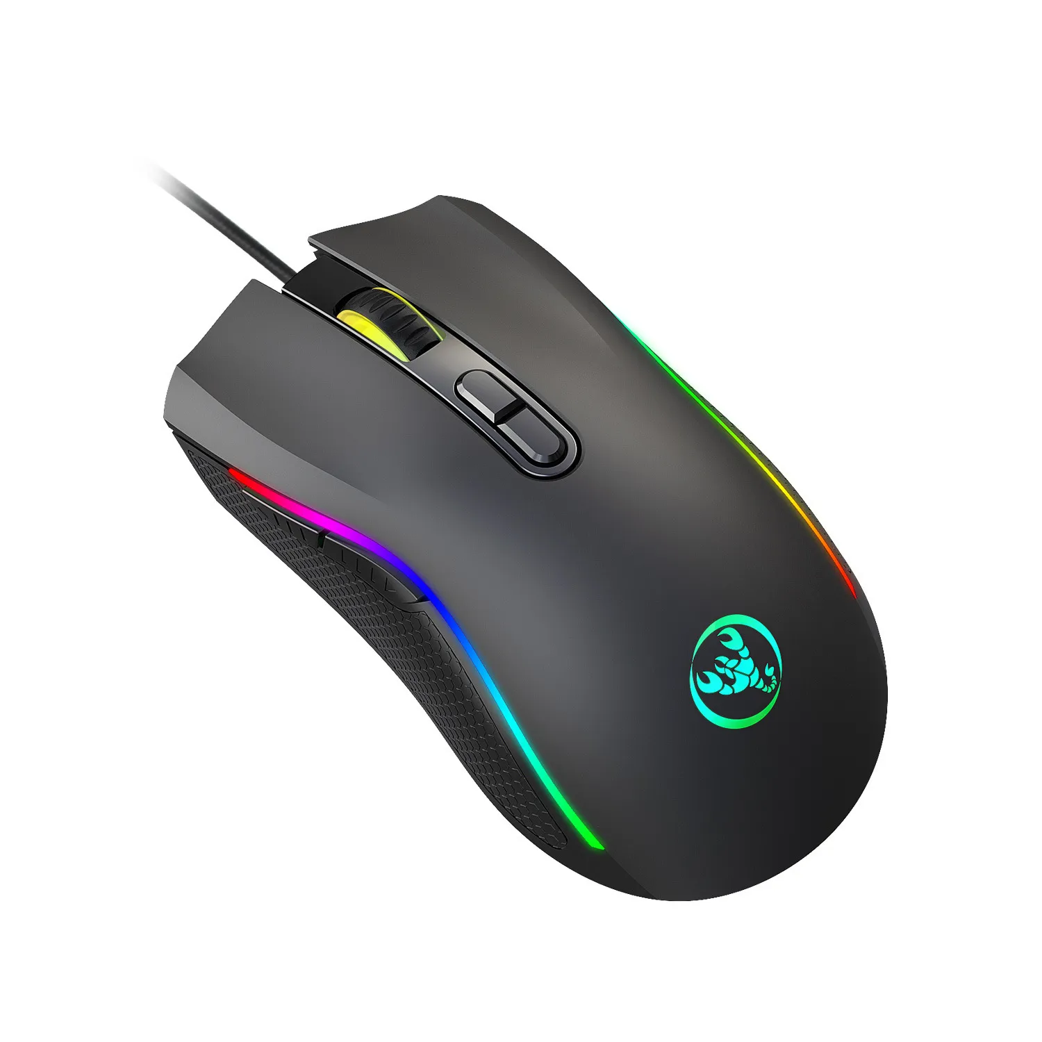 Hongsund nova programação macro rgb 7200dpi luminoso jogo elétrico cabo de corrida 6 dpi arquivo ajustável gaming mouse