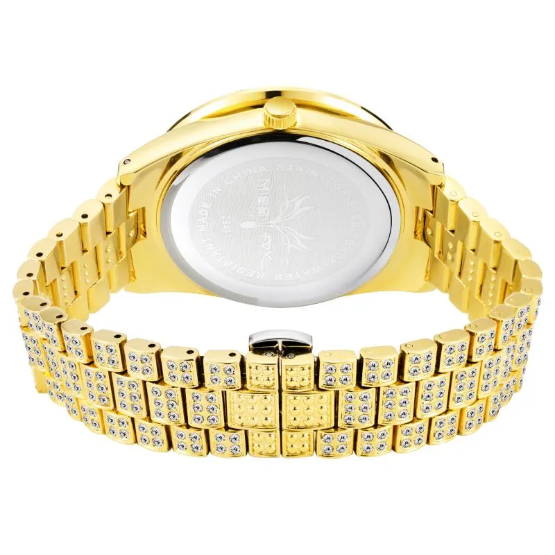 Hip Hop Trend 18k Gold Diamond Men's Watch Top Iced Out Waterproof Quartz Reloj HOMBRE WRISTWATCHES284I